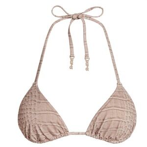 Skims Signature Swim Triangle Bikini Top in Dune Crocodile Print